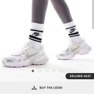 Nike V2K Run sneakers in white and silver